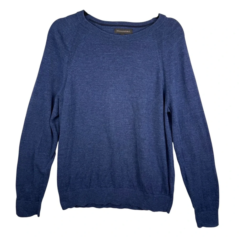 Banana Republic Sweater‎ Size M Mens Blue Crew Neck Cotton